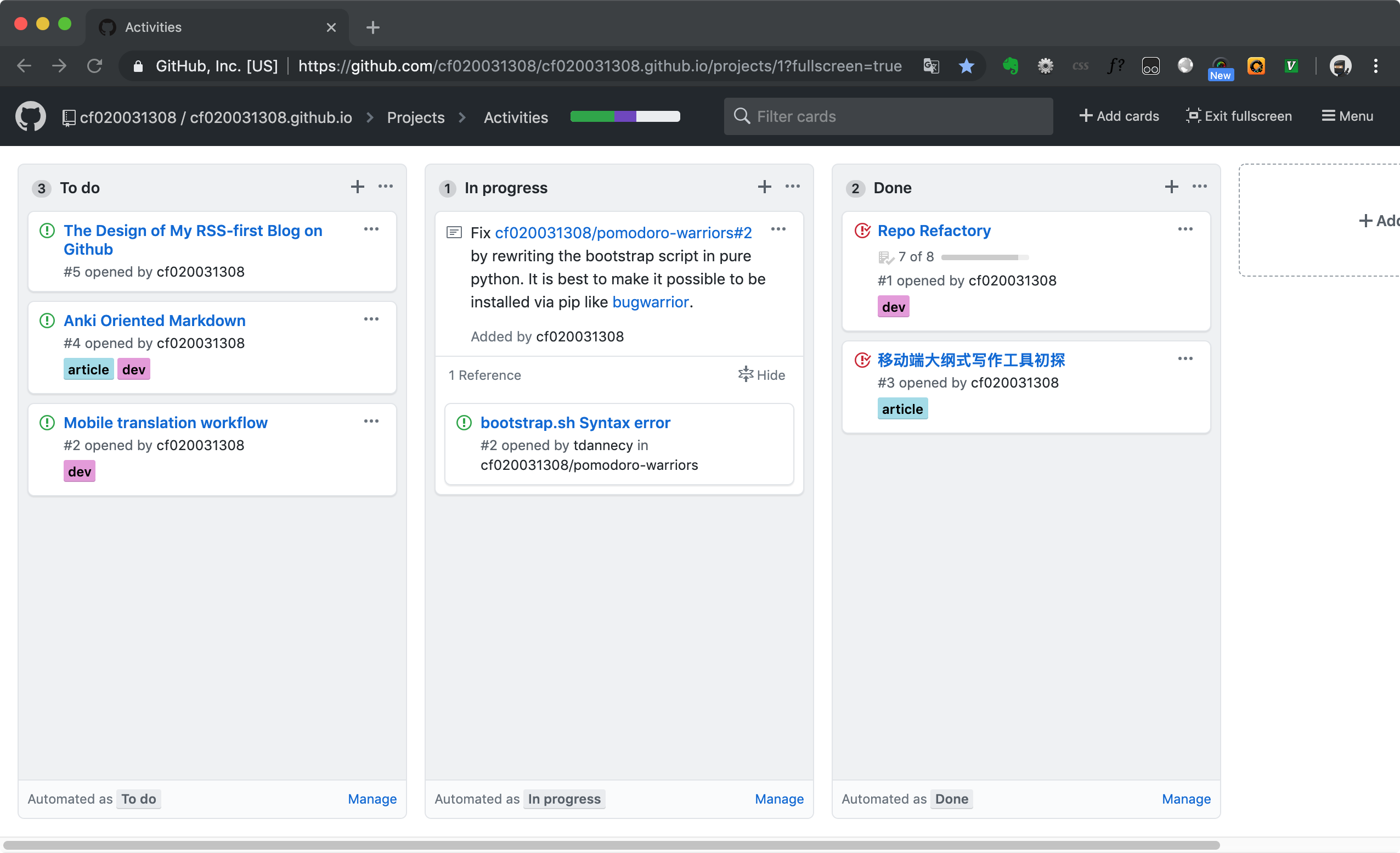 Github Projects as a Kanban